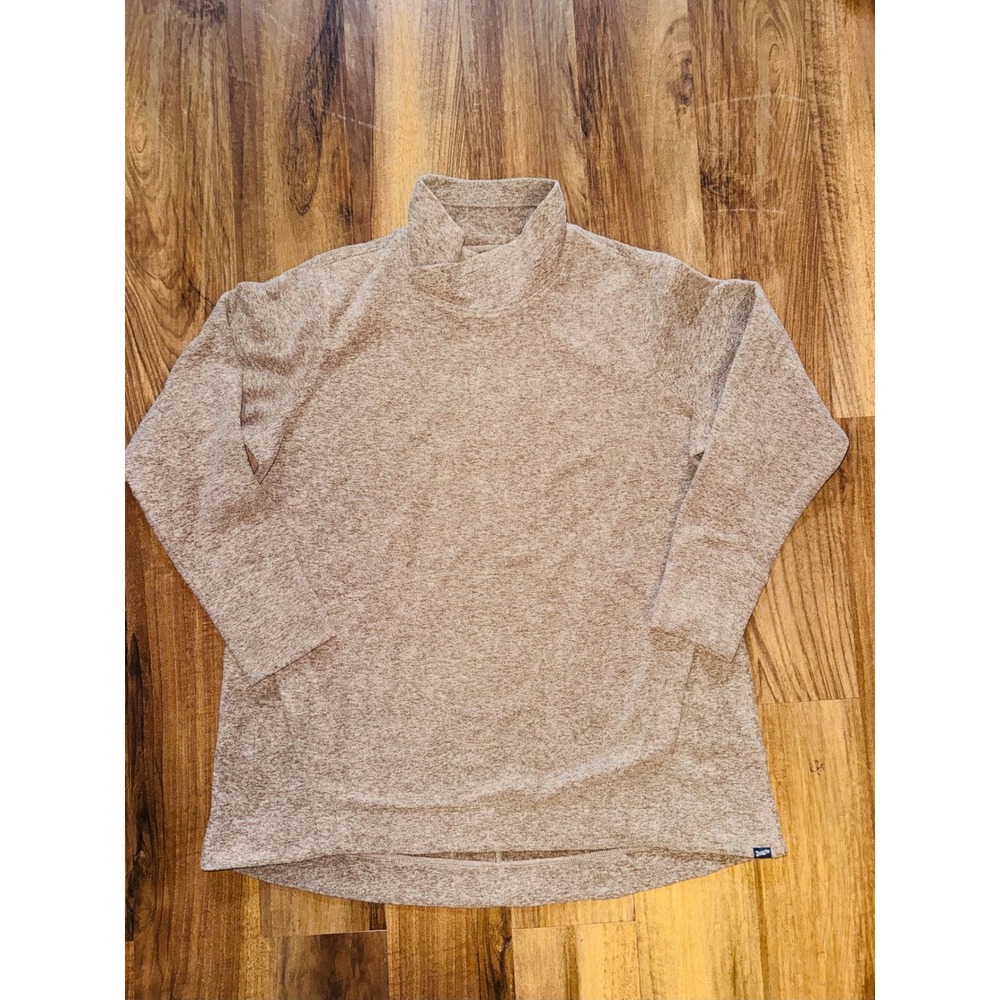 Duluth Trading Co Women's 1X Tan Heathered Funnel Neck Fleece Pullover Sweater